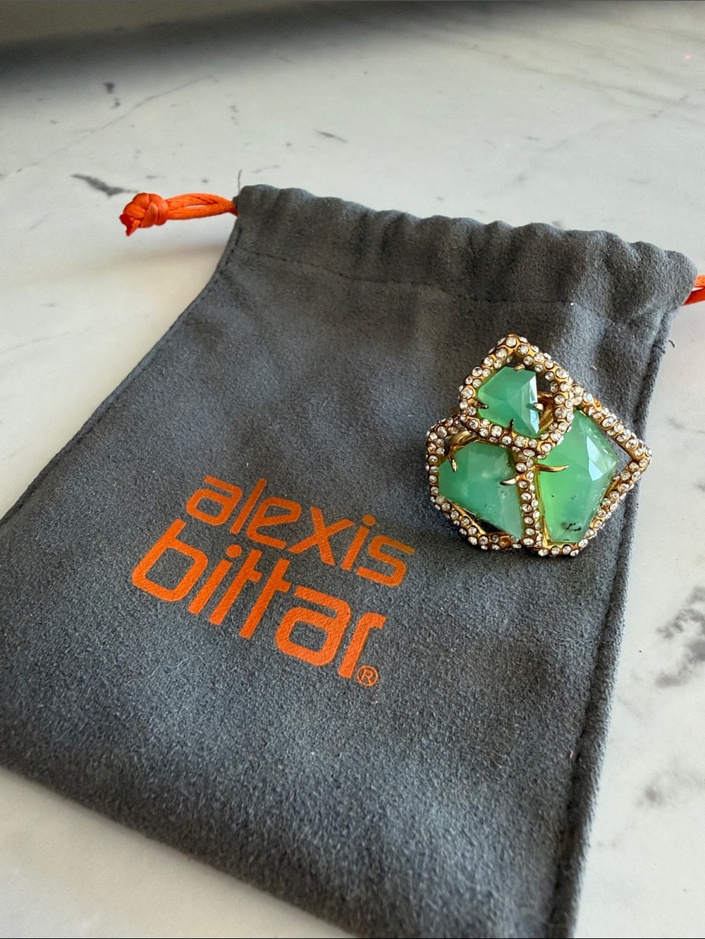 Alexis Bittar Gold-Tone ring with Green Faceted Stones